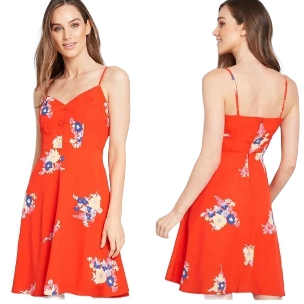Modcloth Living Lightheartedly Red Floral Mini Dress 00